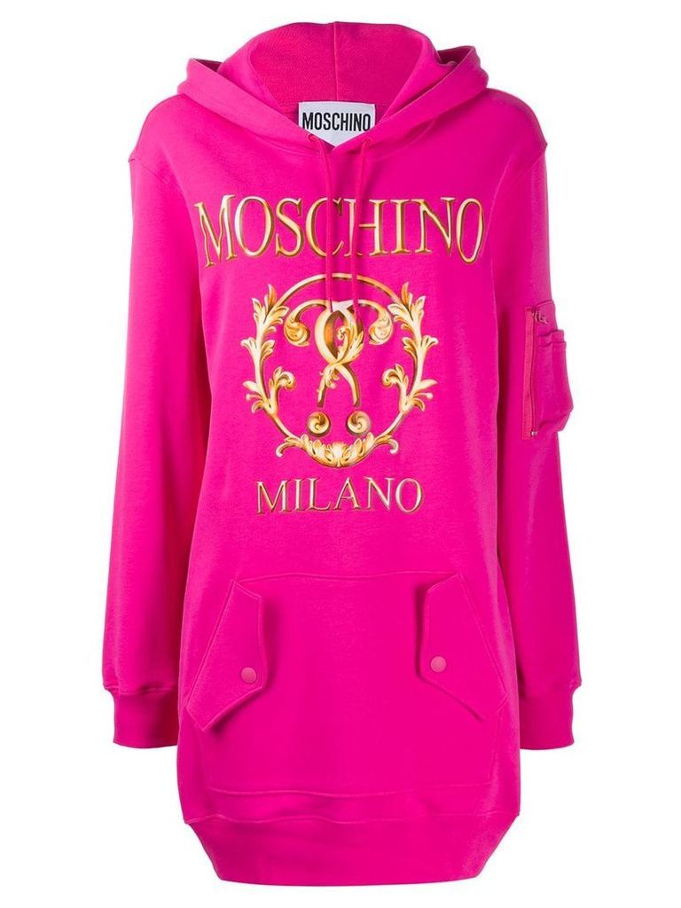 Moschino logo printed hoodie dress - PINK