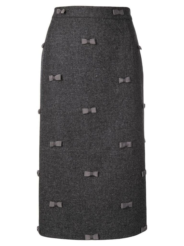 Thom Browne Bow Embroidery Pencil Skirt - Grey