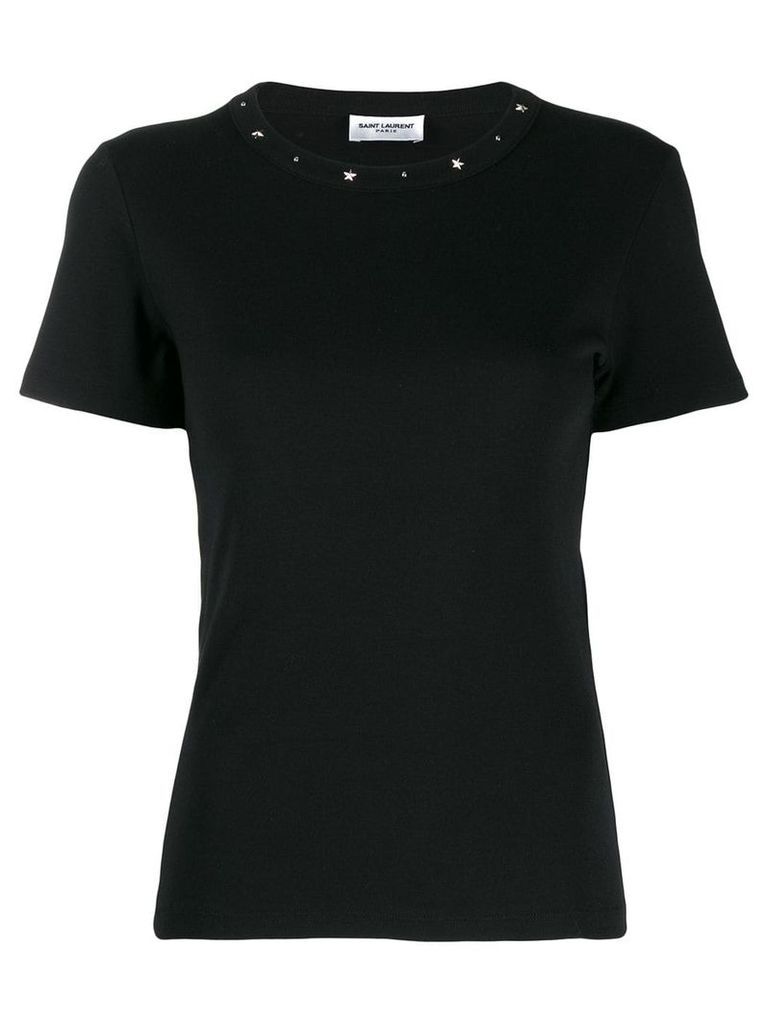 Saint Laurent stud-embellished collar T-shirt - Black