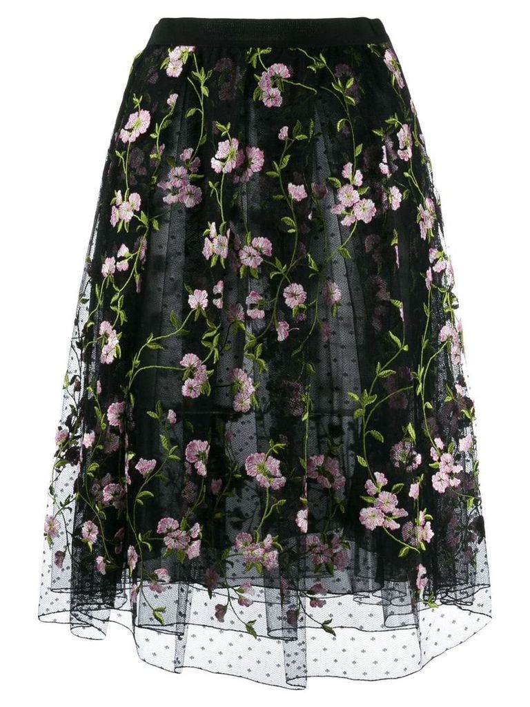 Giambattista Valli floral embroidered skirt - Black