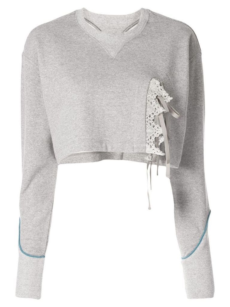 Facetasm lace trim cropped sweater - Grey