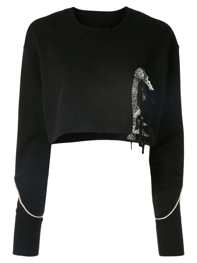Facetasm lace detail cropped sweater - Black