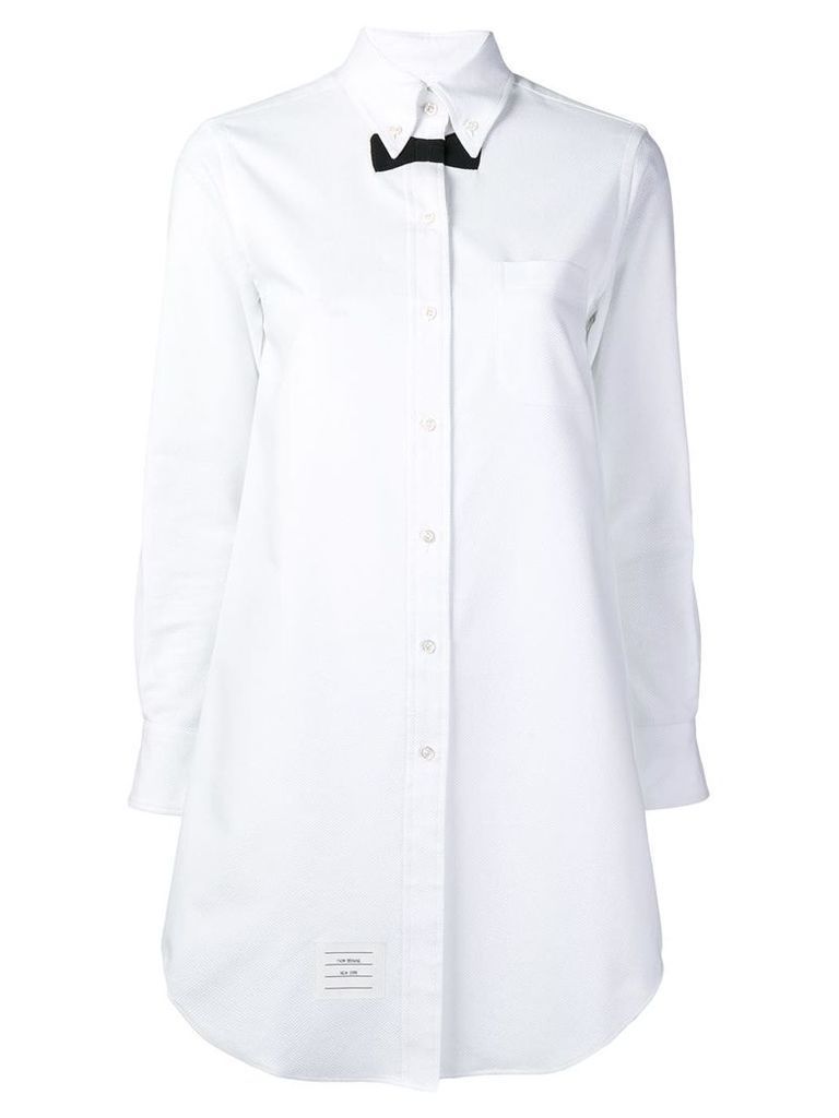 Thom Browne Trompe L'Oeil tie piqué shirtdress - White