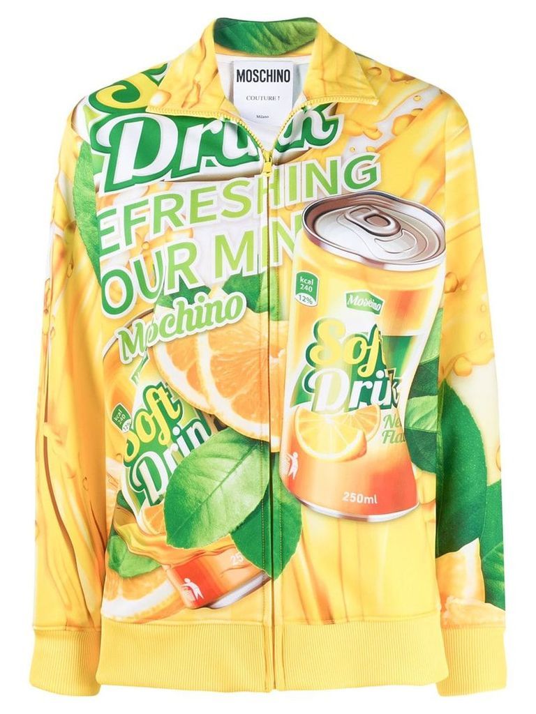 Moschino soda slogan sweat jacket - Yellow