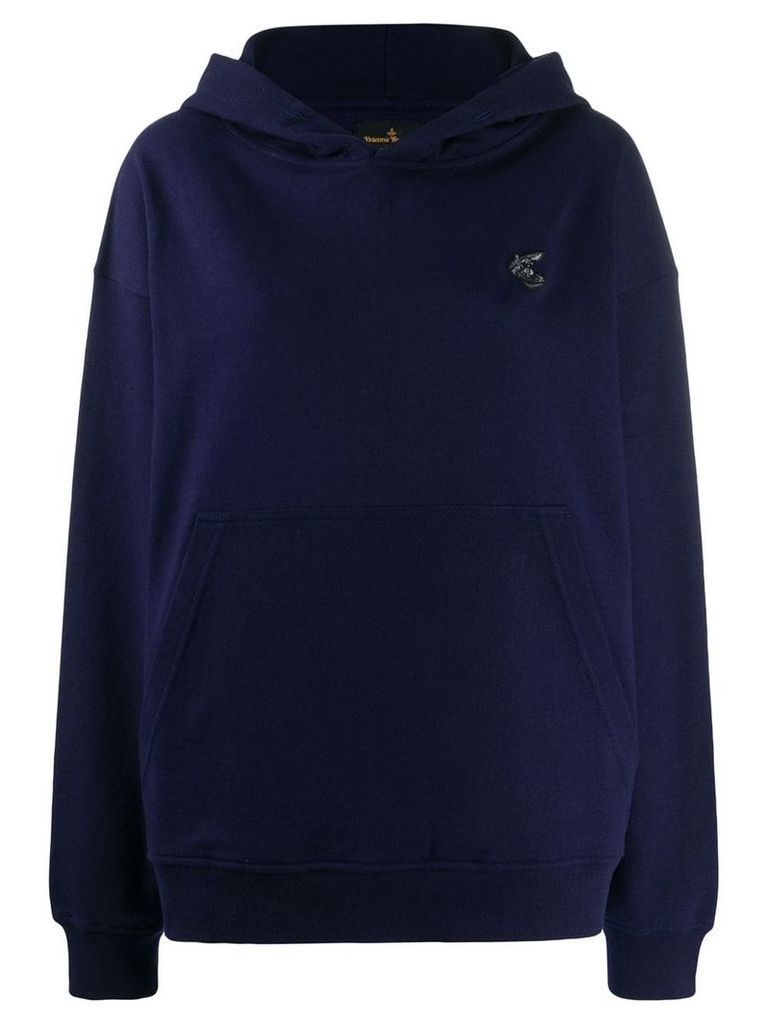Vivienne Westwood Anglomania embroidered logo hoodie - Blue