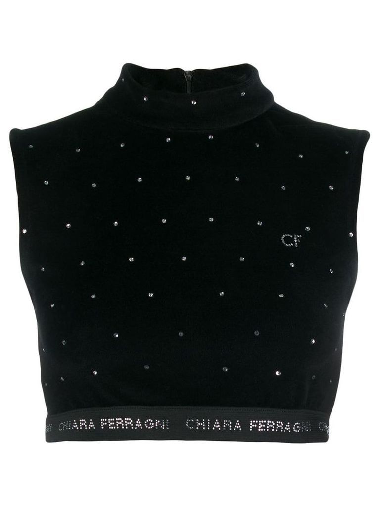 Chiara Ferragni logo cropped sweater top - Black
