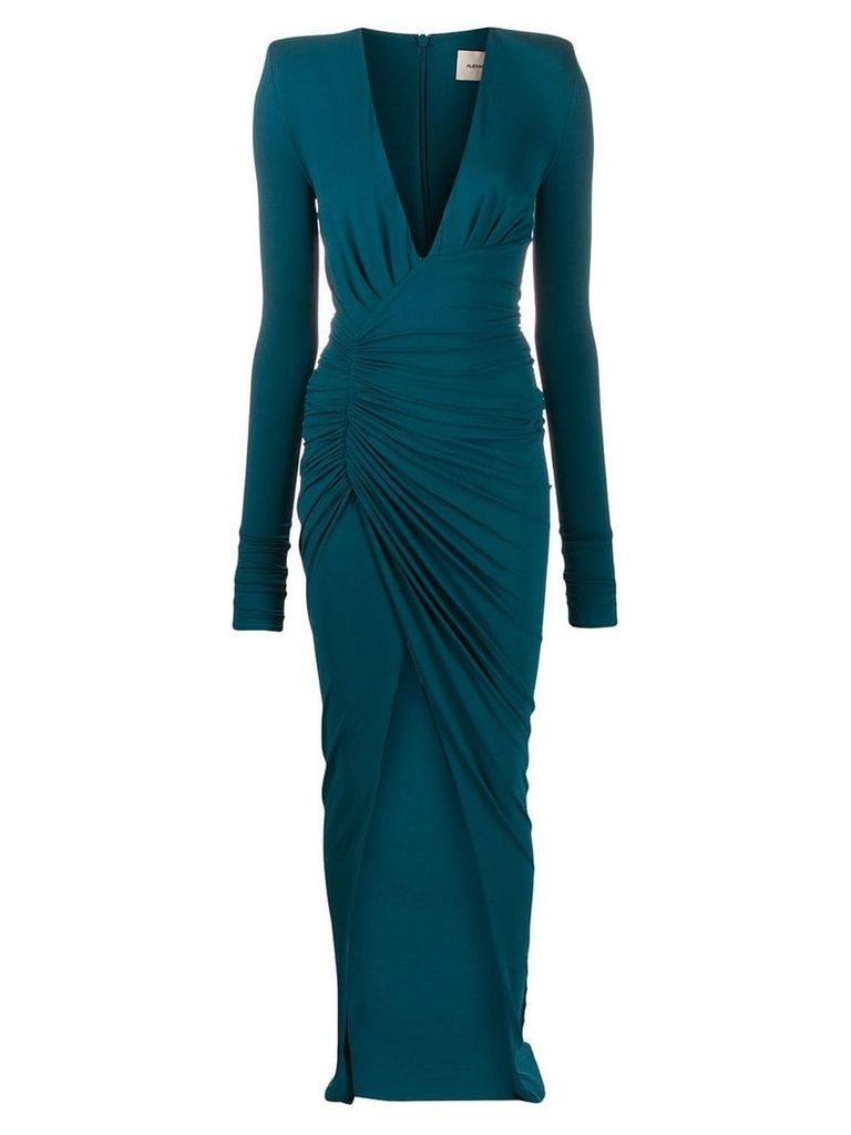 Alexandre Vauthier front slit draped dress - Blue