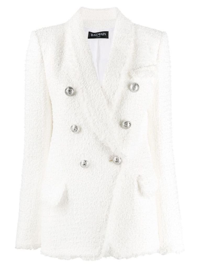 Balmain textured blazer jacket - White