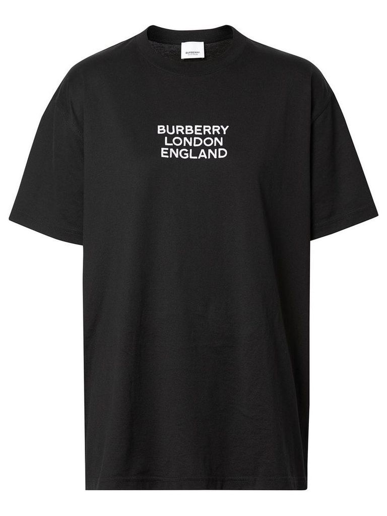 Burberry logo embroidered oversized T-shirt - Black