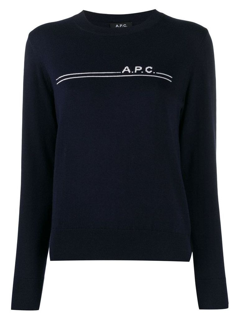 A.P.C. logo striped jumper - Blue