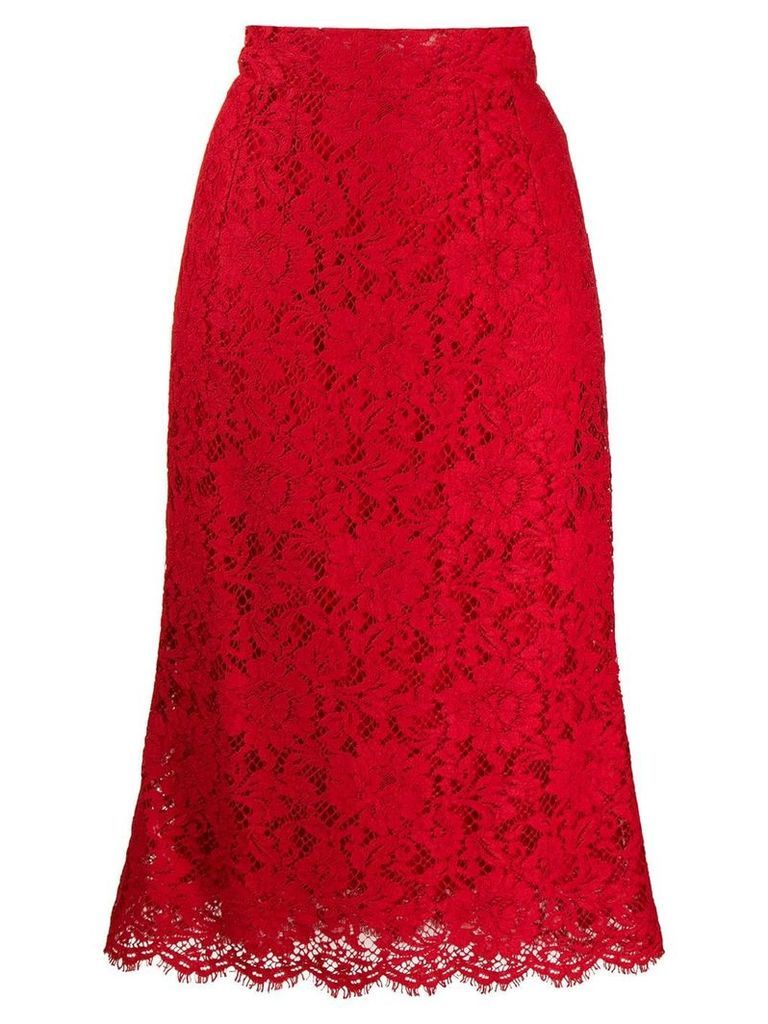 Dolce & Gabbana lace straight fit skirt - Red