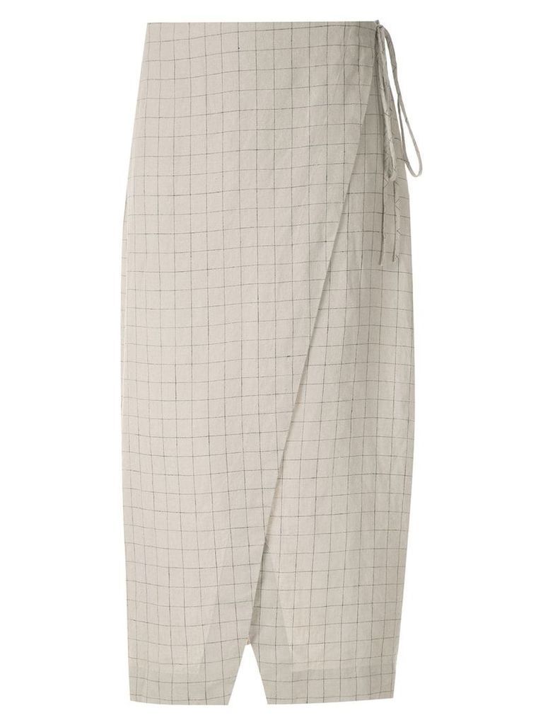 Osklen Sand Grid linen skirt - Grey