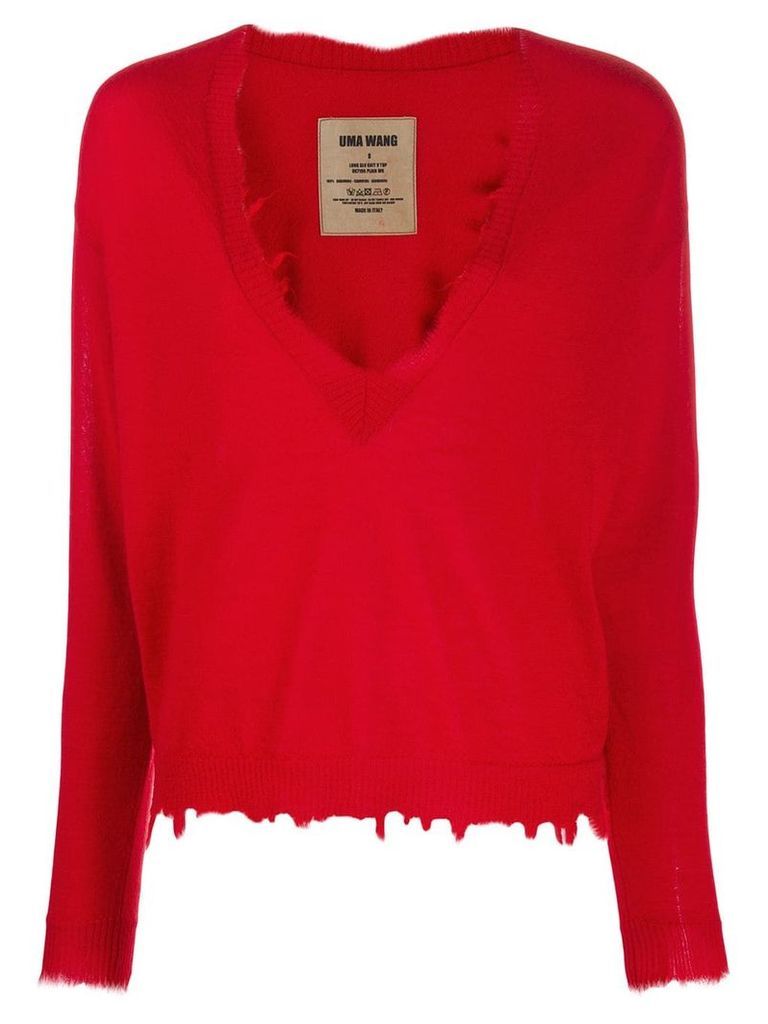 Uma Wang distressed cashmere jumper - Red
