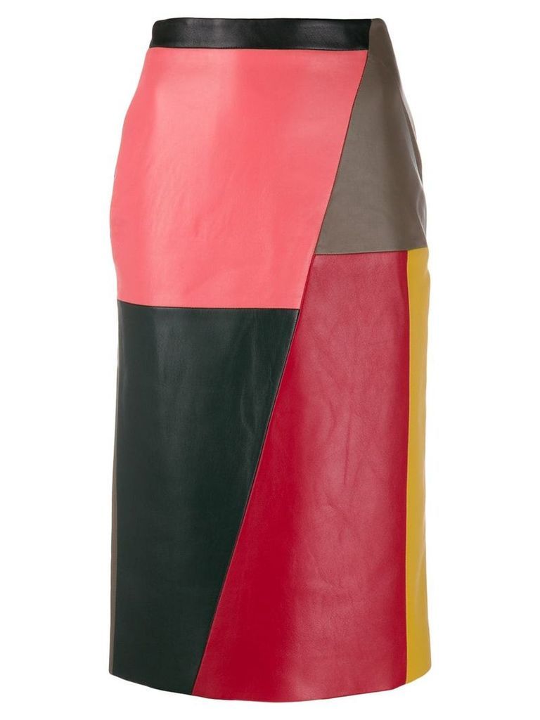 Eudon Choi colourblock leather midi skirt - NEUTRALS
