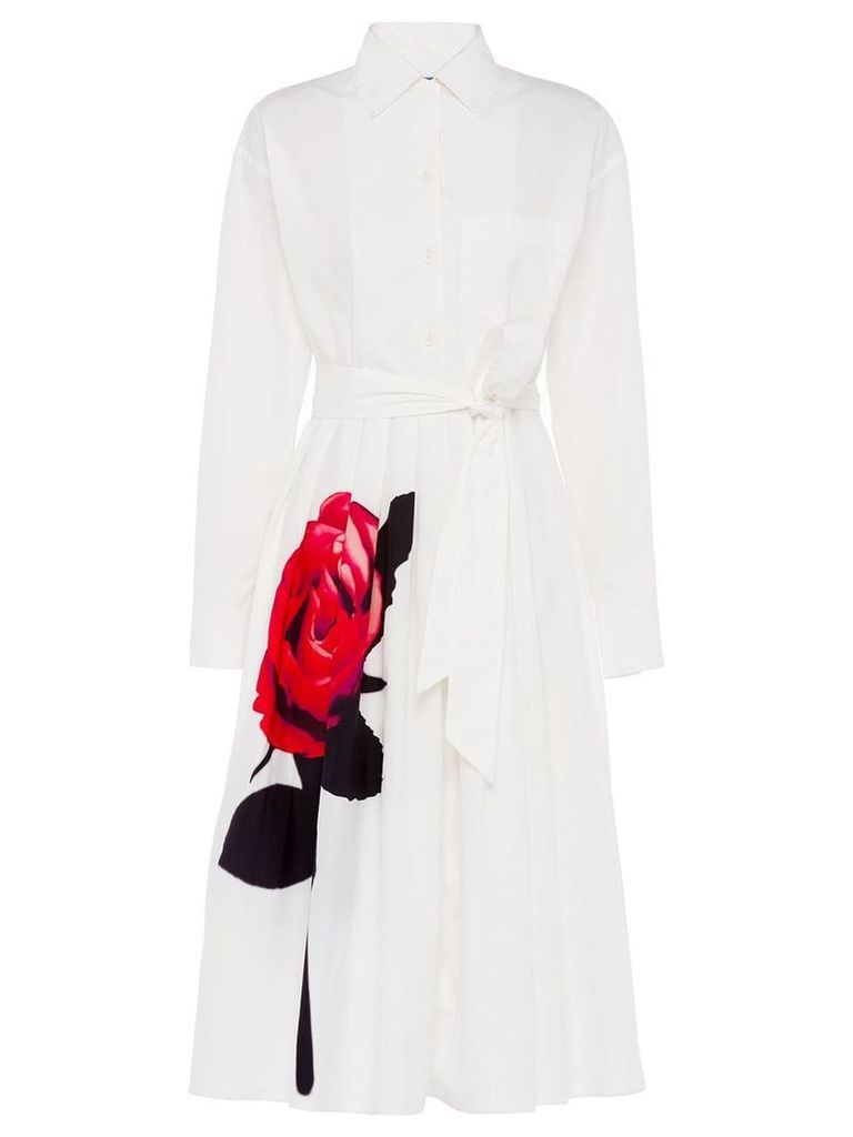 Prada rose print shirt dress - White