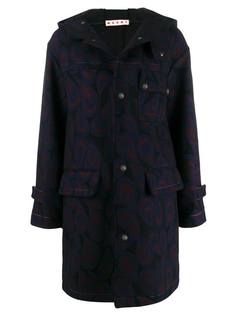 Marni hooded wool coat - Black