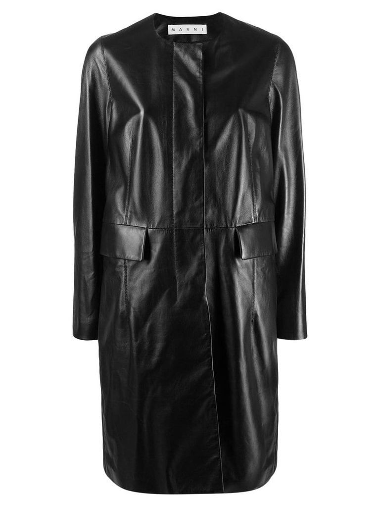 Marni leather overcoat - Black