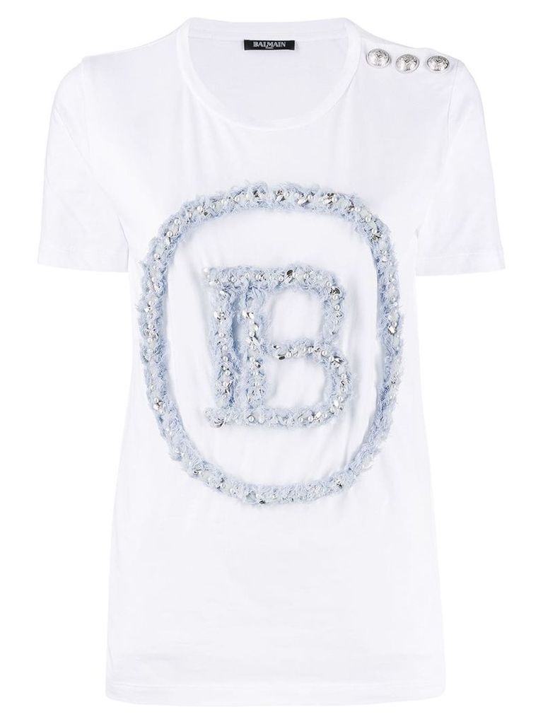 Balmain textured logo T-shirt - White