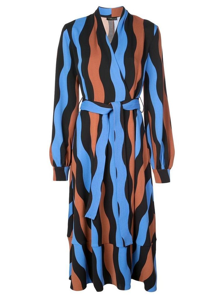 Stine Goya wave pattern wrap dress - Blue