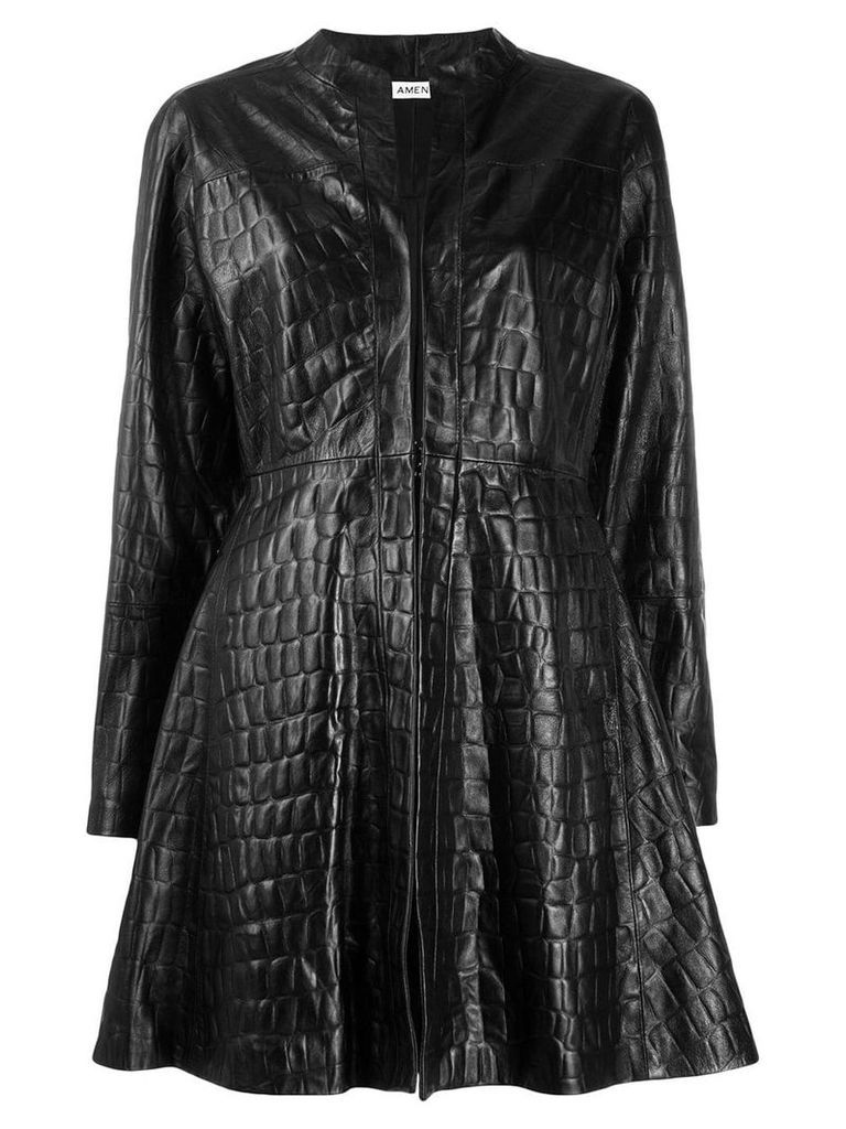 Amen embossed croc effect coat - Black