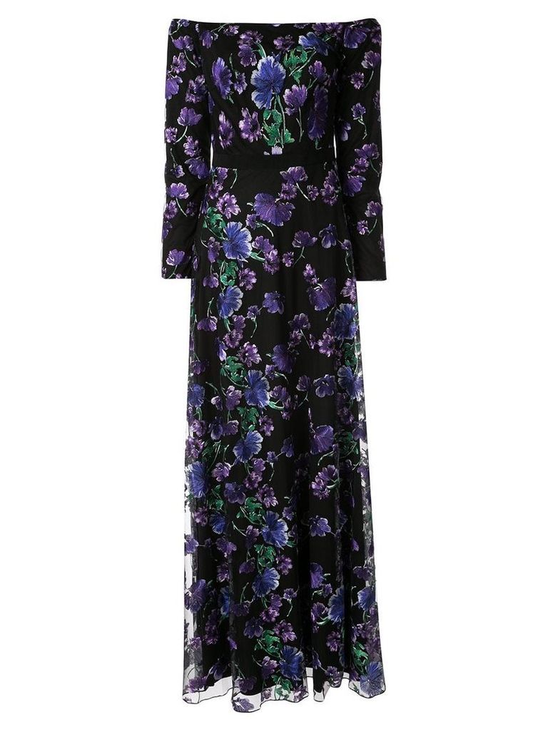 Tadashi Shoji floral evening dress - Black