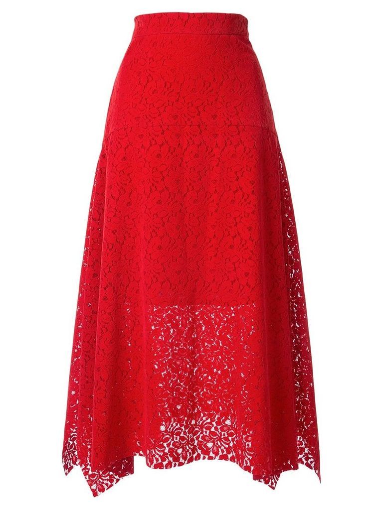 Goen.J asymmetric lace skirt - Red