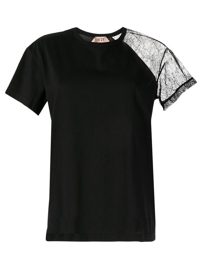 Nº21 lace sleeve T-shirt - Black