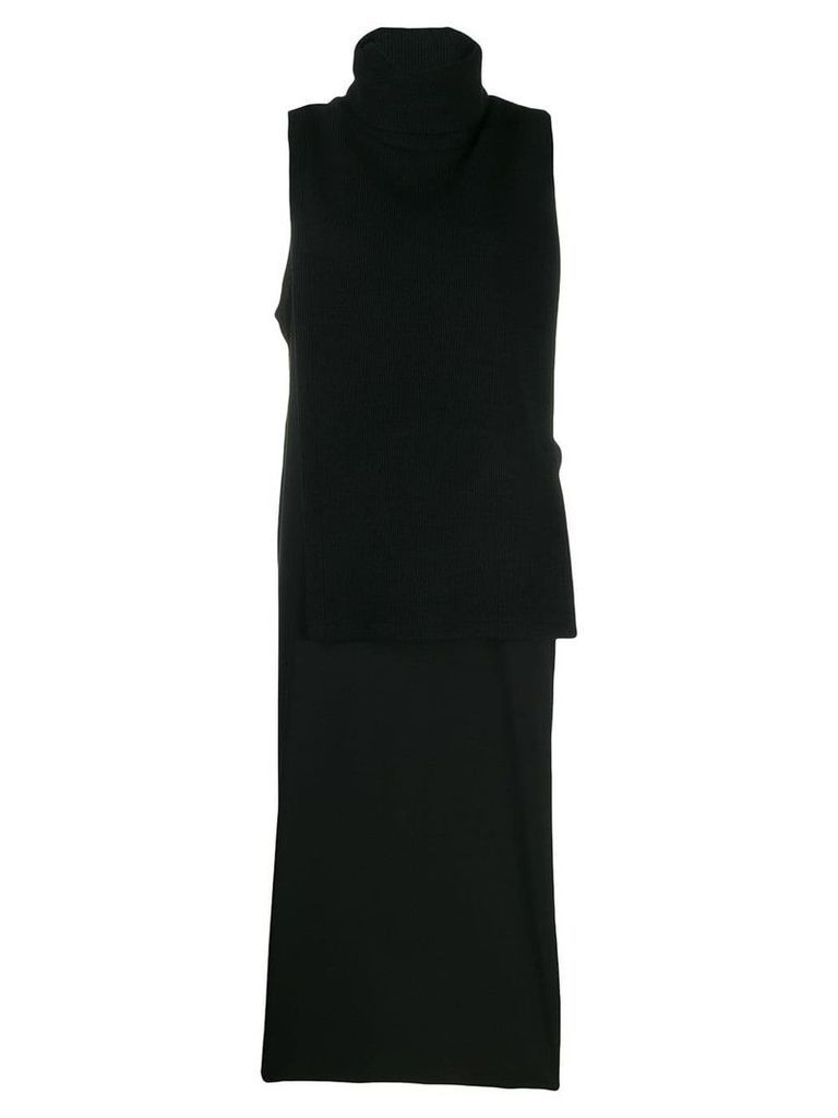 Y's layered roll neck dress - Black