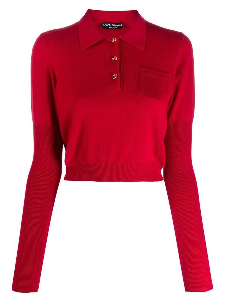 Dolce & Gabbana cropped polo jumper - Red
