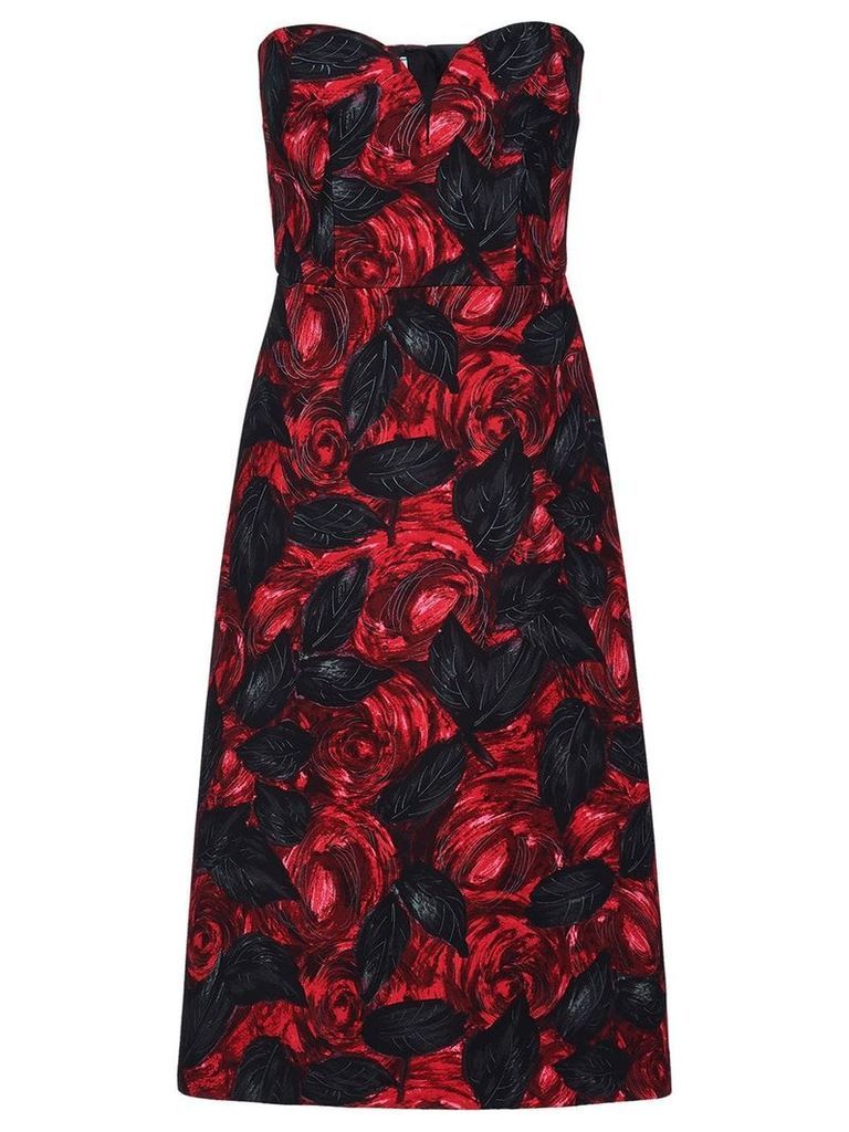 Prada Dark Rose print Cady dress - Red