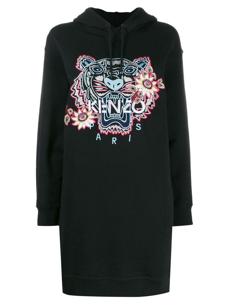 Kenzo tiger embroidered hoodie dress - Black