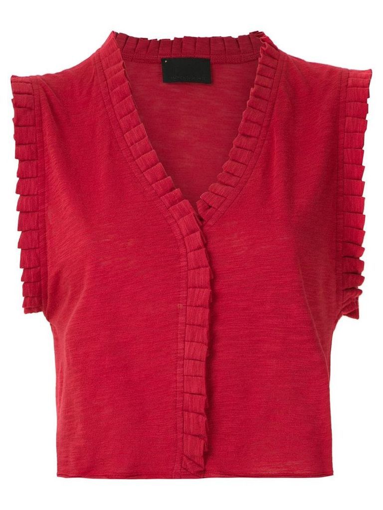 Andrea Bogosian pleated trim Poncho blouse - Red