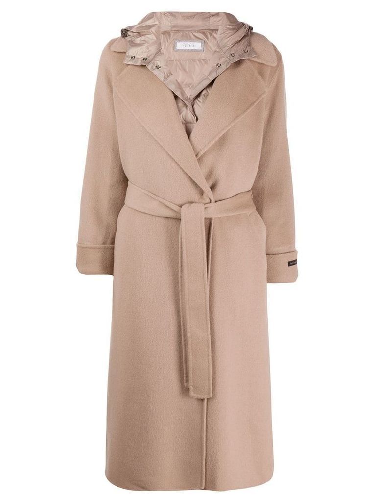 Peserico hooded mid-length coat - NEUTRALS
