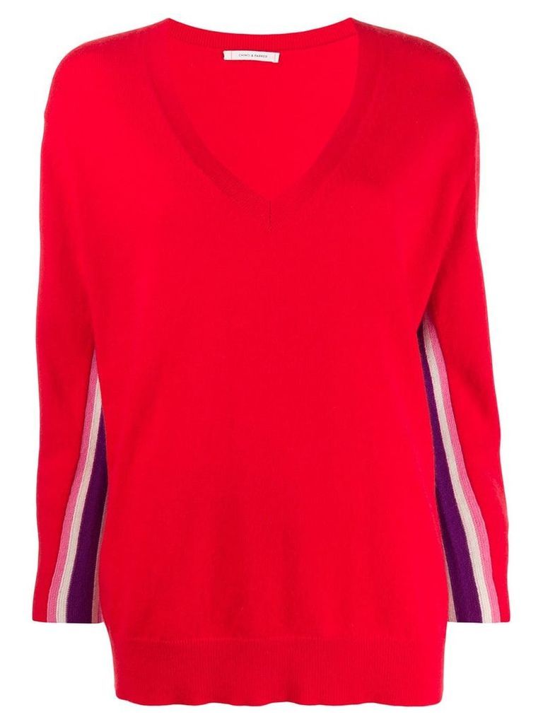 Chinti and Parker v-neck oversized jumper - Red