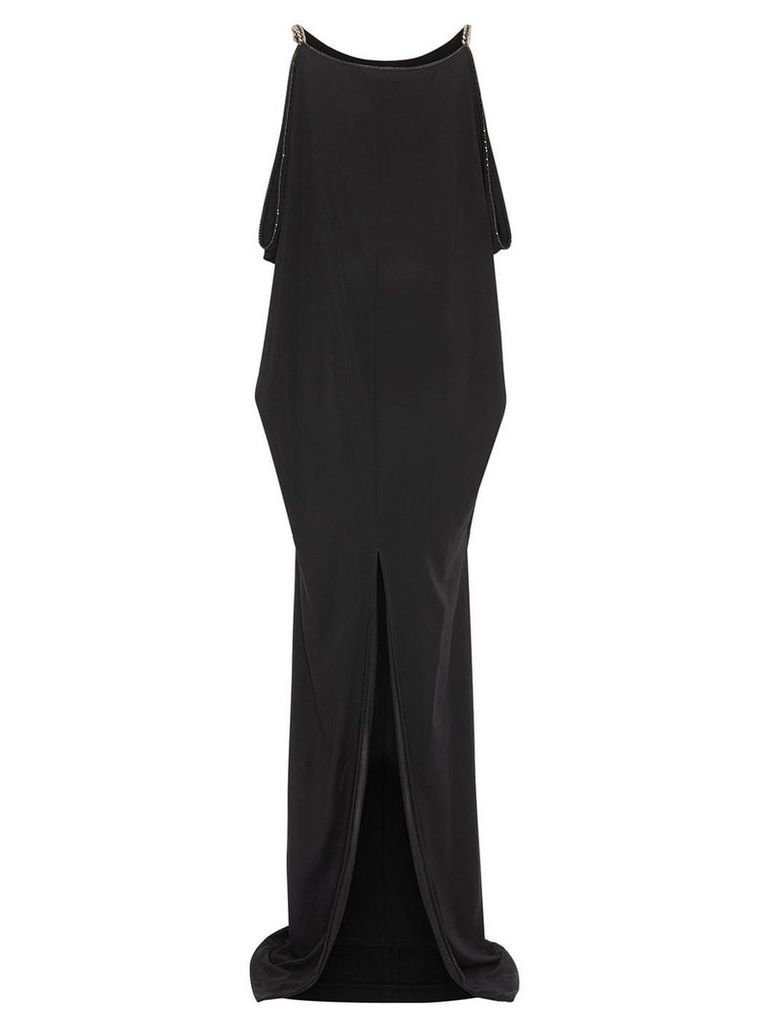 Burberry Crystal and Chain Detail Stretch Jersey Gown - Black