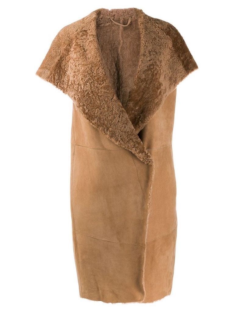 Herno cap sleeve hooded coat - Brown