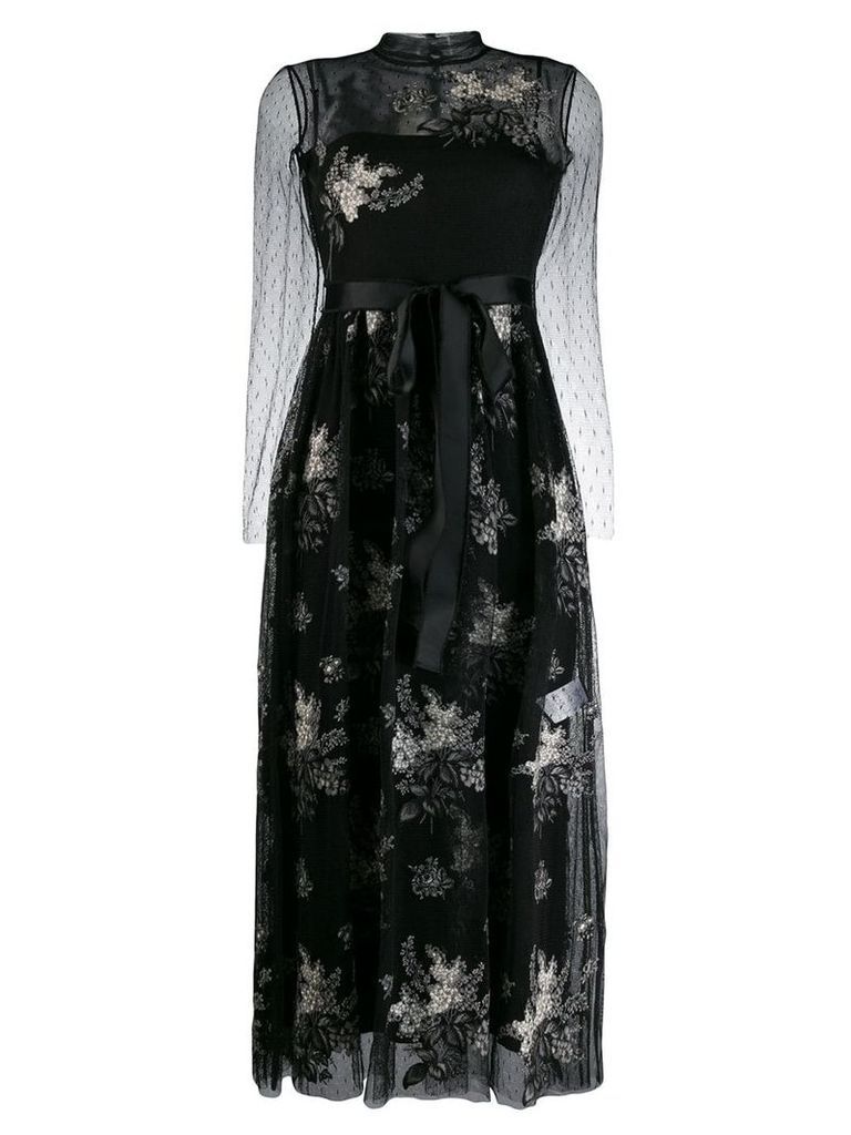 Red Valentino floral embroidered tulle dress - Black