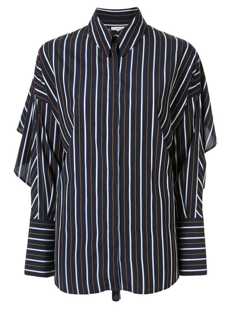 Layeur striped ruffled-sleeve shirt - Blue