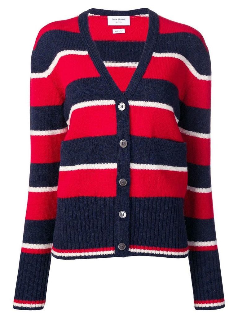 Thom Browne Wide Repp Stripe Relaxed Cardigan - Blue