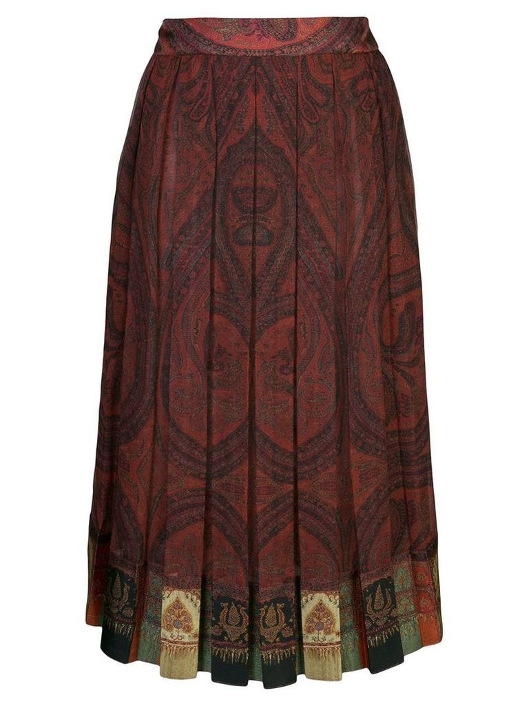 Adam Lippes pleated paisley print skirt - Red