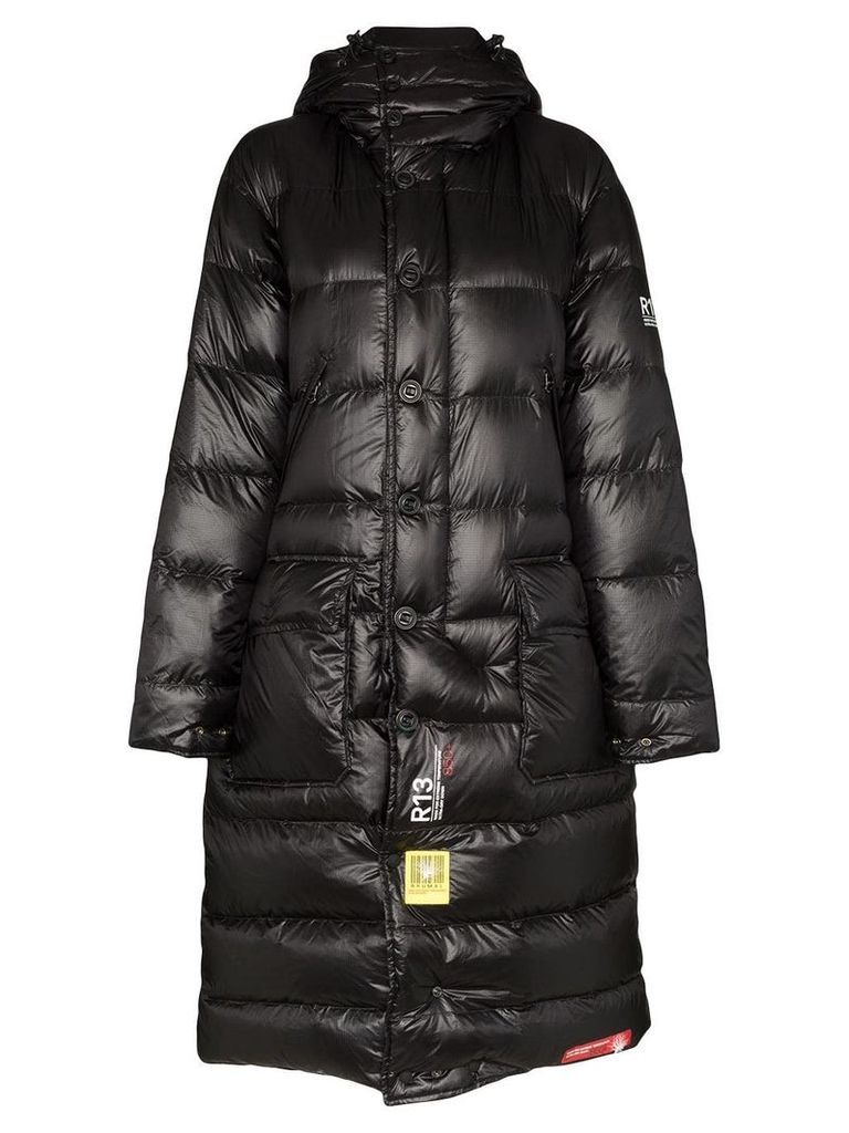 R13 x Brumal padded parka coat - Black