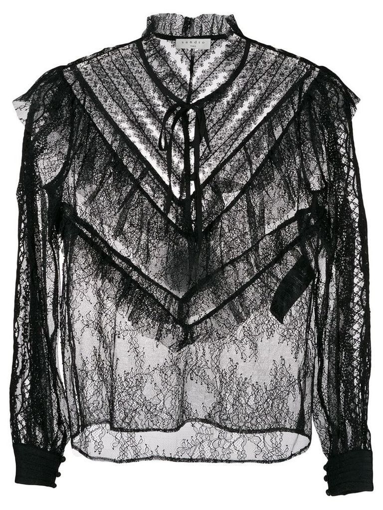 Sandro Paris sheer lace blouse - Black