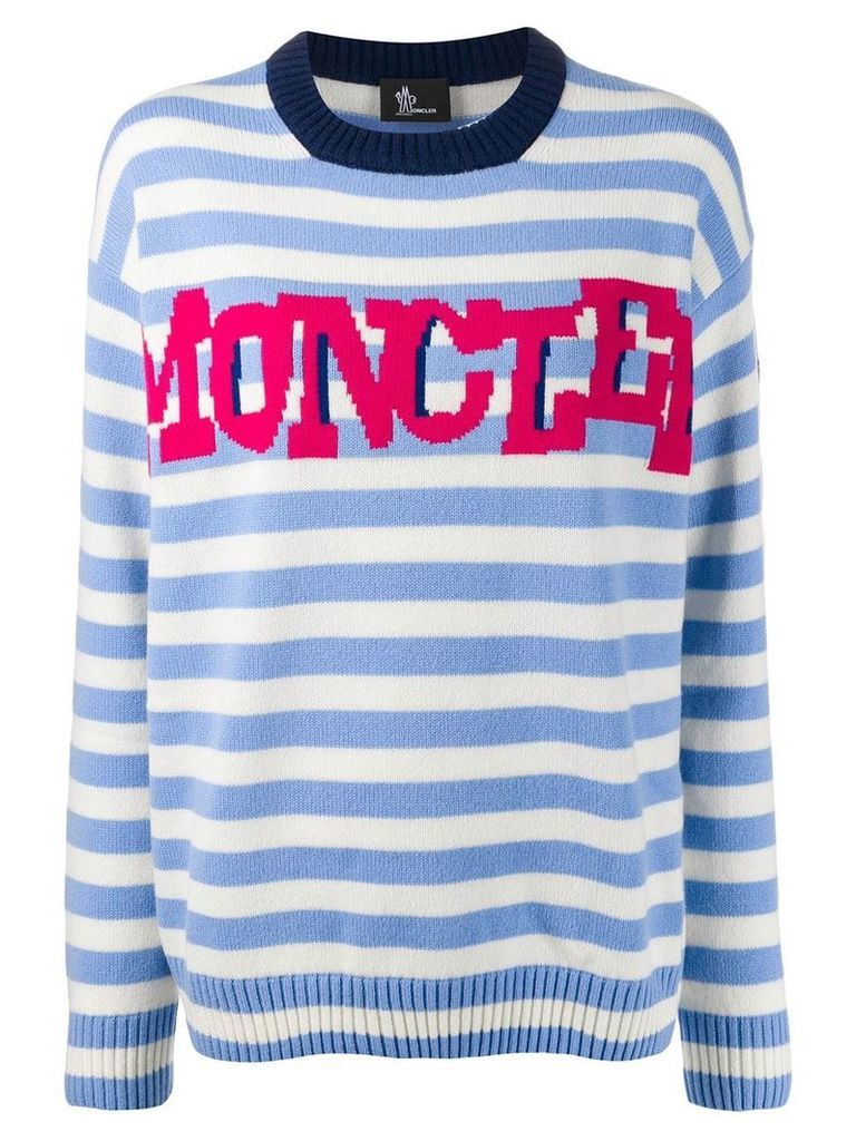Moncler Grenoble striped logo knit sweater - White