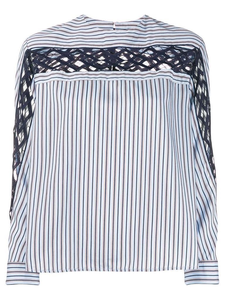 Sandro Paris striped embroidered shirt - Blue