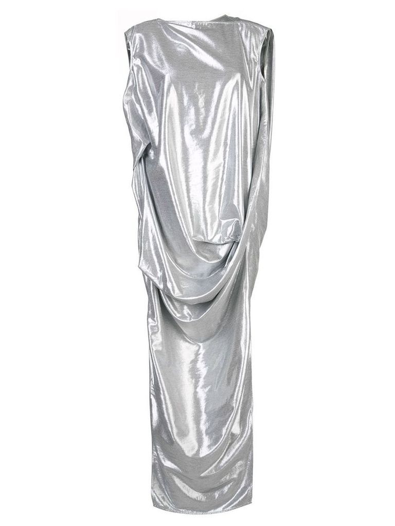 Rick Owens metallic effect draped dress - SILVER