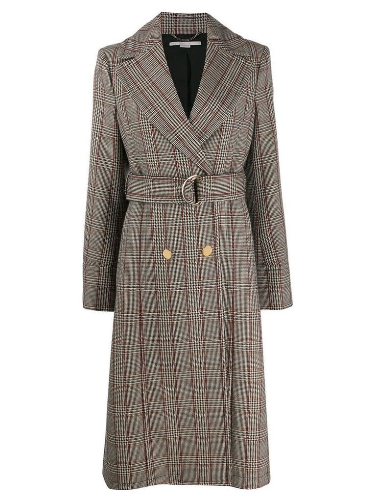 Stella McCartney check print long belted coat - NEUTRALS