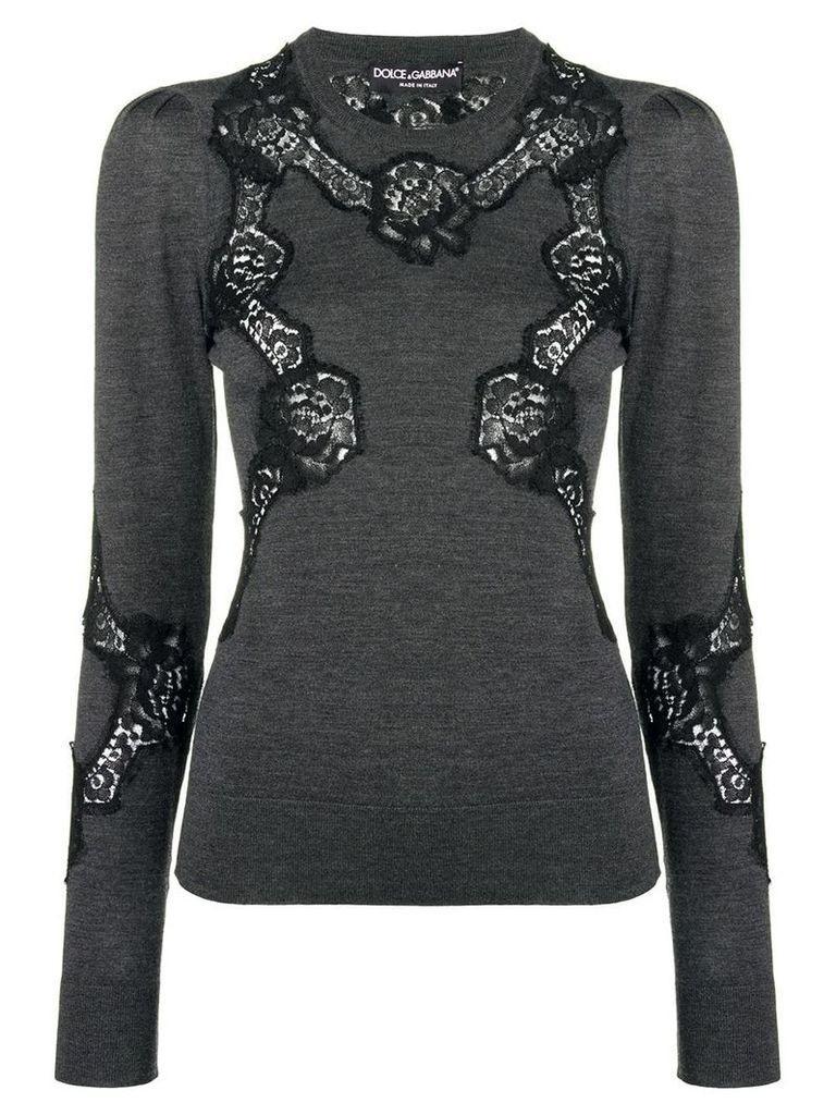 Dolce & Gabbana lace detail jumper - Grey