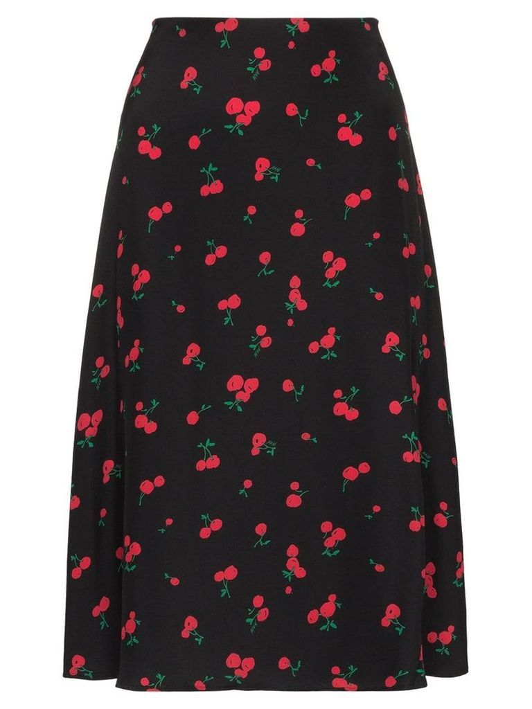 HVN Wiona cherry print skirt - Black