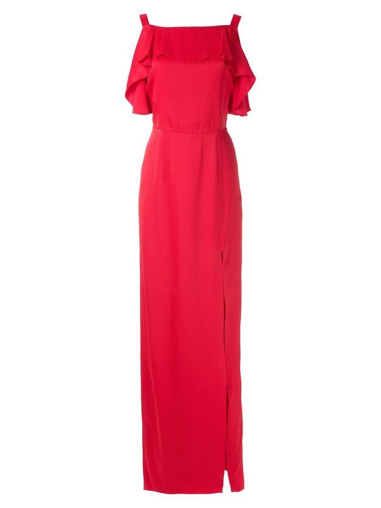 Tufi Duek front slit silk gown - Red