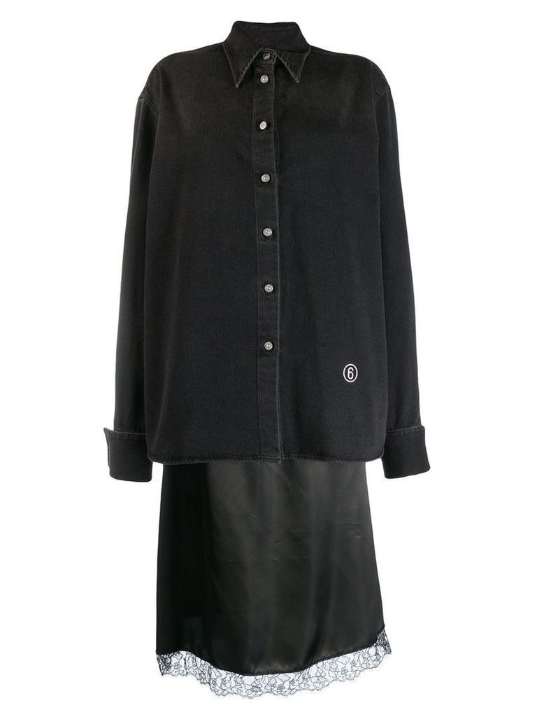 MM6 Maison Margiela layered denim shirt midi dress - Black